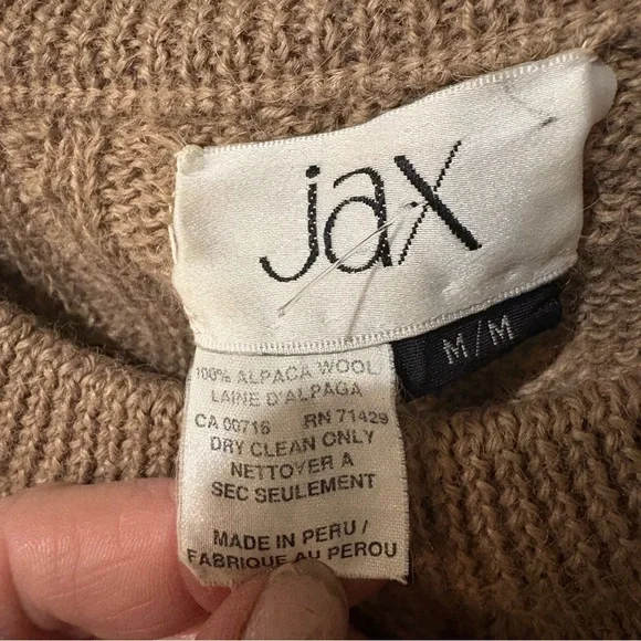 Vintage‎ 💯 Alpaca Wool Jax Taupe Cable Knit Sweater/ Luxury/ Old Money/ Natural - Picture 7 of 7